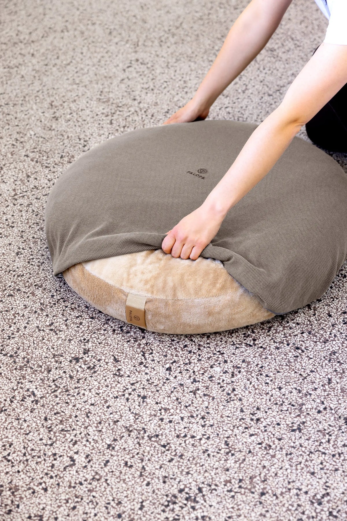 Hundebett Rund Bezug - Donut Fippa, Taupe Grau