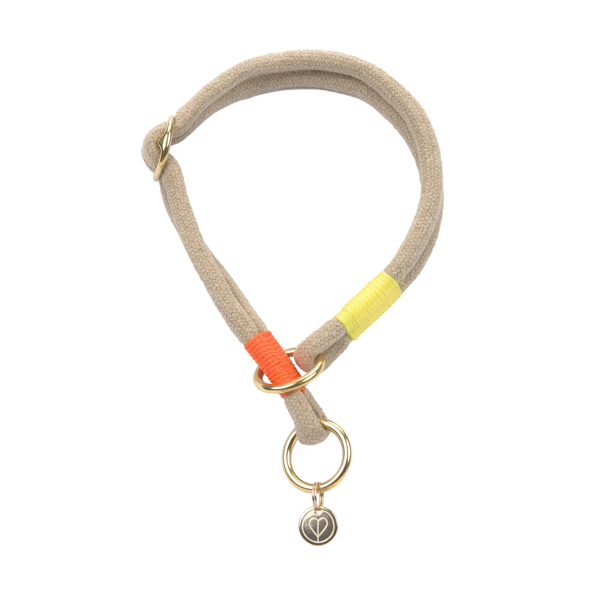 Hundehalsband Slim - Mila, Natur Neon Orange