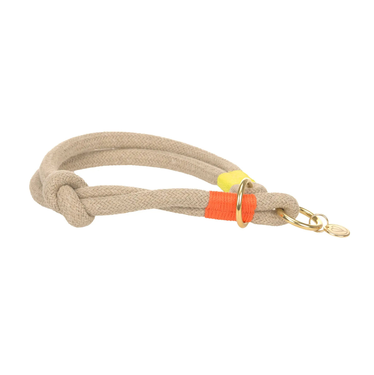 Hundehalsband geflochten - Mila, Natur Neon Orange